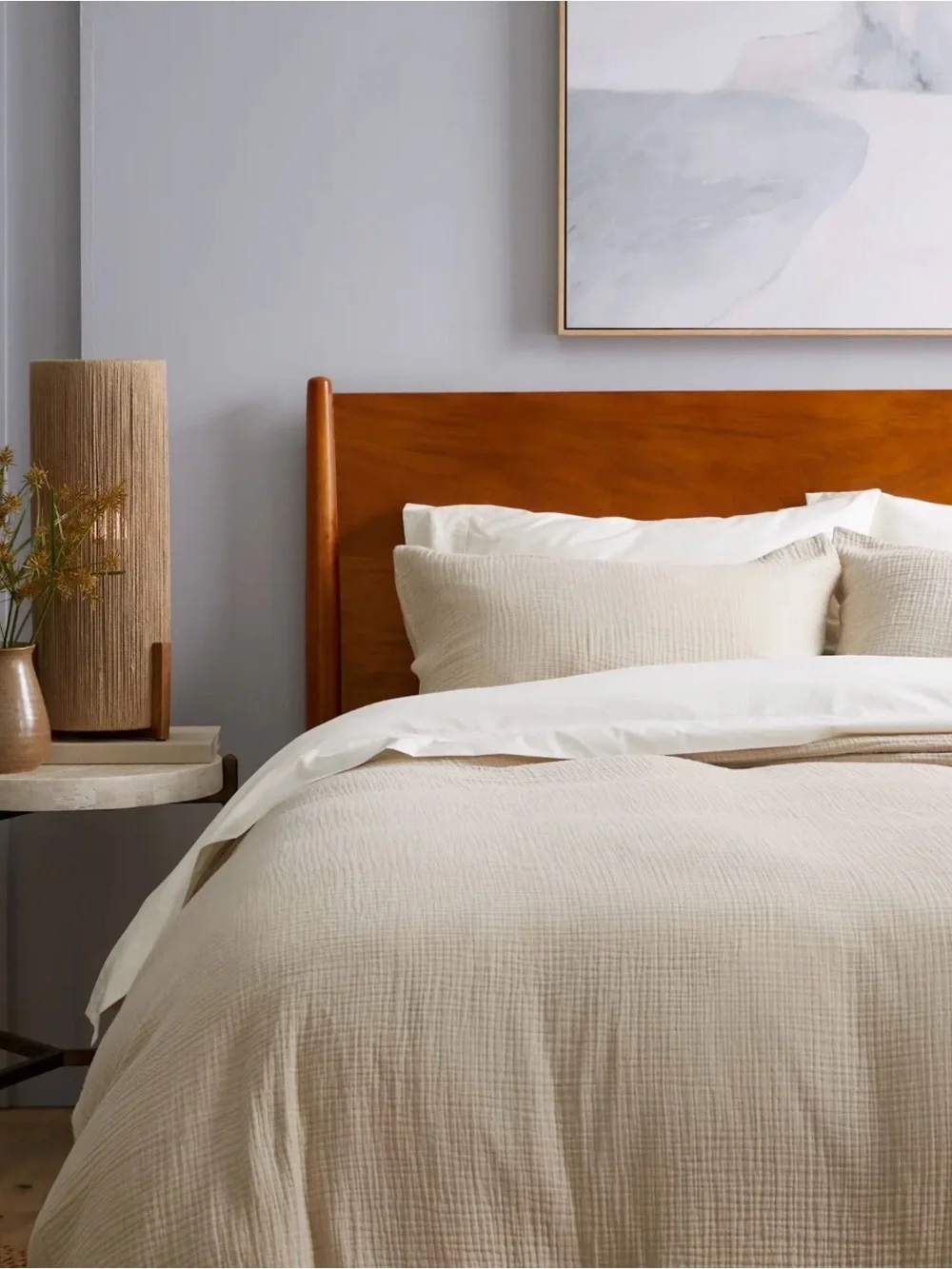 Quince Organic Cotton Gauze Duvet Cover Set - King - Dune